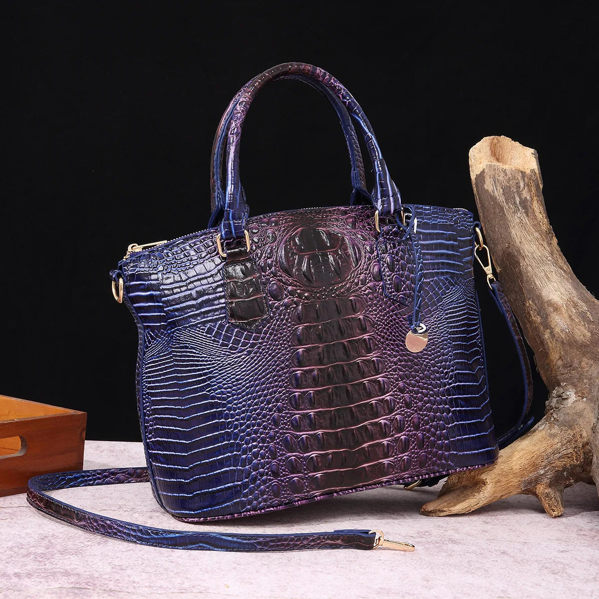 Luxuriöse Handtasche mit Krokodilprägung, modische Umhängetasche