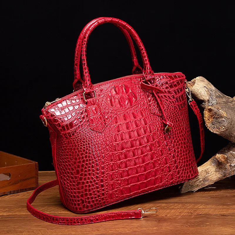 Luxuriöse Handtasche mit Krokodilprägung, modische Umhängetasche