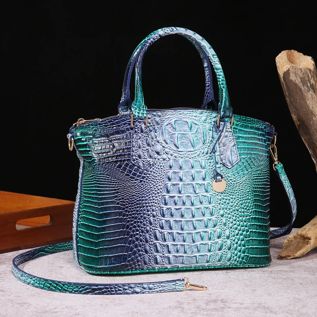 Luxuriöse Handtasche mit Krokodilprägung, modische Umhängetasche