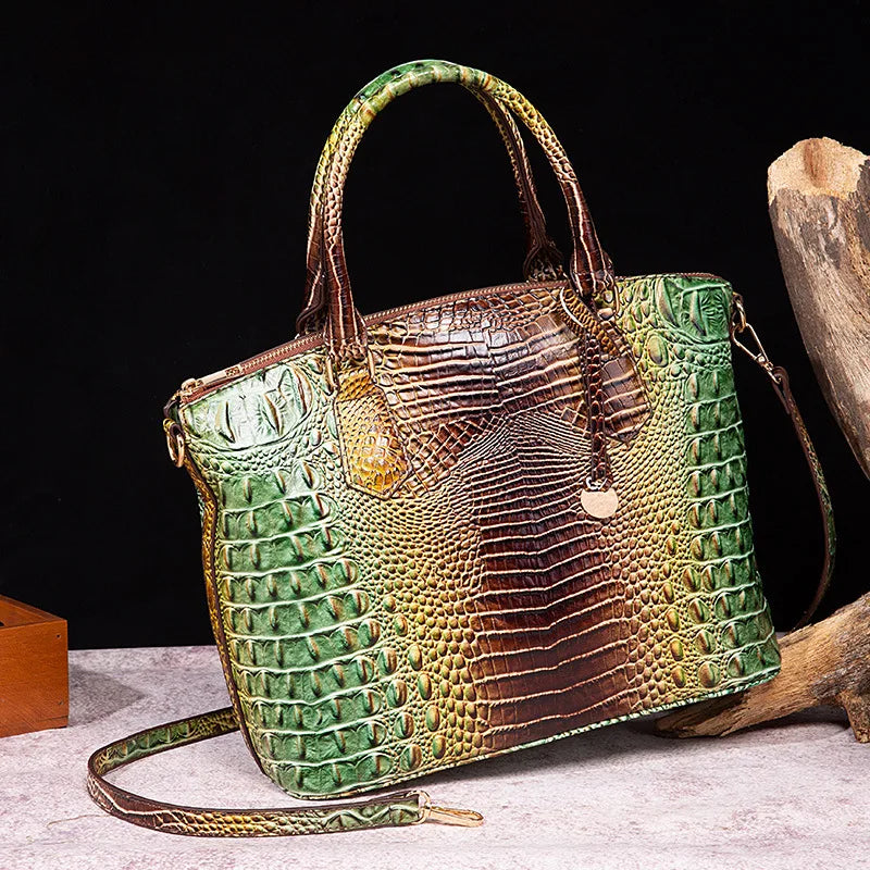 Luxuriöse Handtasche mit Krokodilprägung, modische Umhängetasche