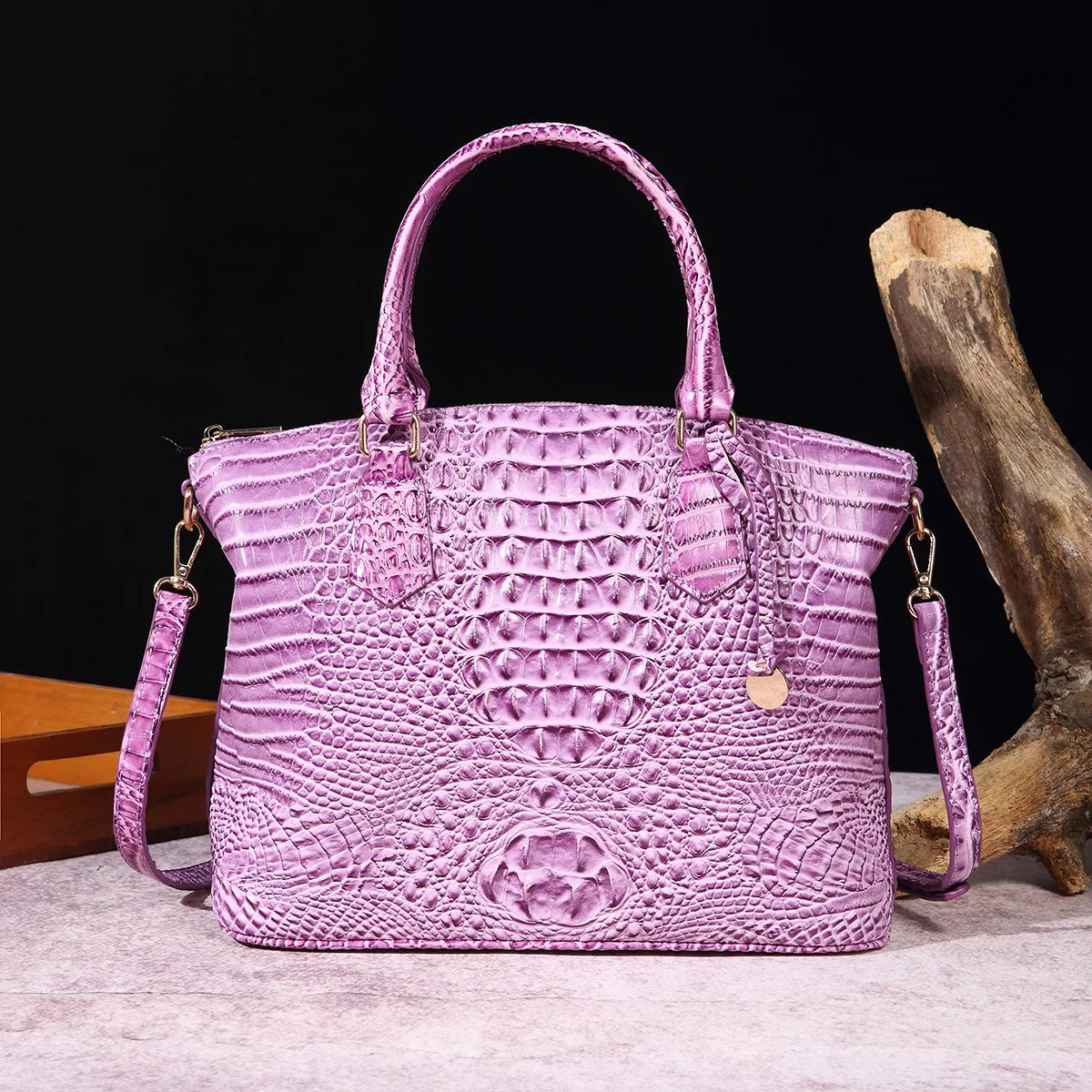 Luxuriöse Handtasche mit Krokodilprägung, modische Umhängetasche
