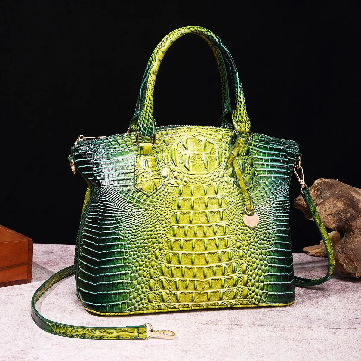 Luxuriöse Handtasche mit Krokodilprägung, modische Umhängetasche