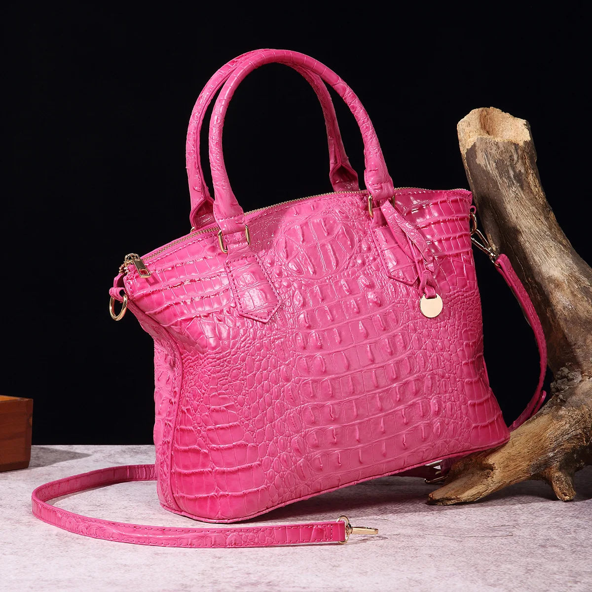 Luxuriöse Handtasche mit Krokodilprägung, modische Umhängetasche