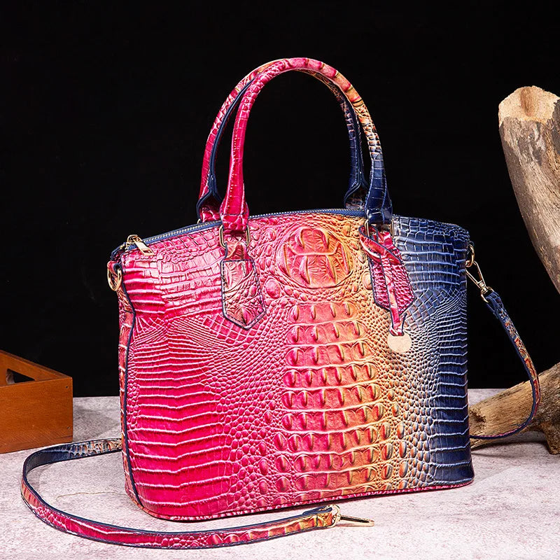 Luxuriöse Handtasche mit Krokodilprägung, modische Umhängetasche