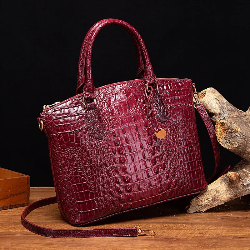 Luxuriöse Handtasche mit Krokodilprägung, modische Umhängetasche