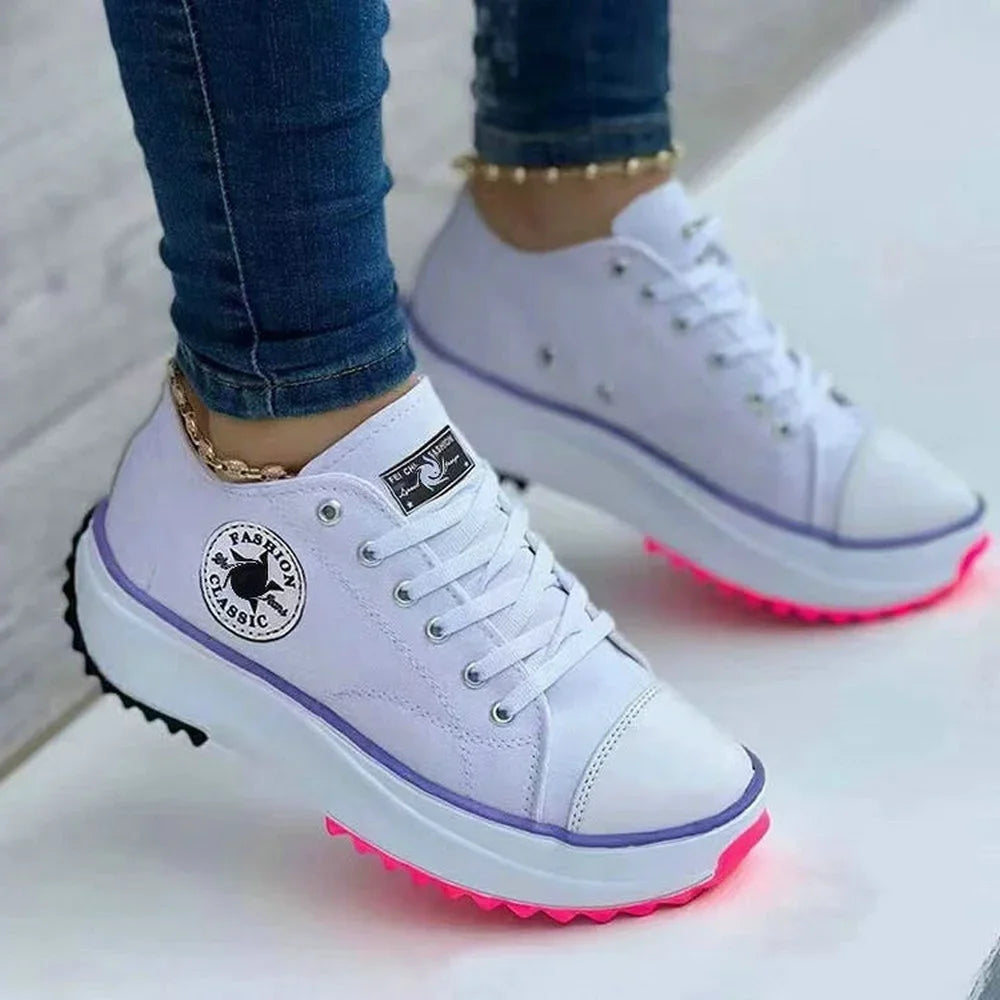 Gemusterte Canvas-Sneaker für Damen