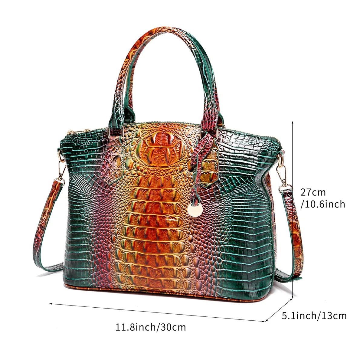 Luxuriöse Handtasche mit Krokodilprägung, modische Umhängetasche