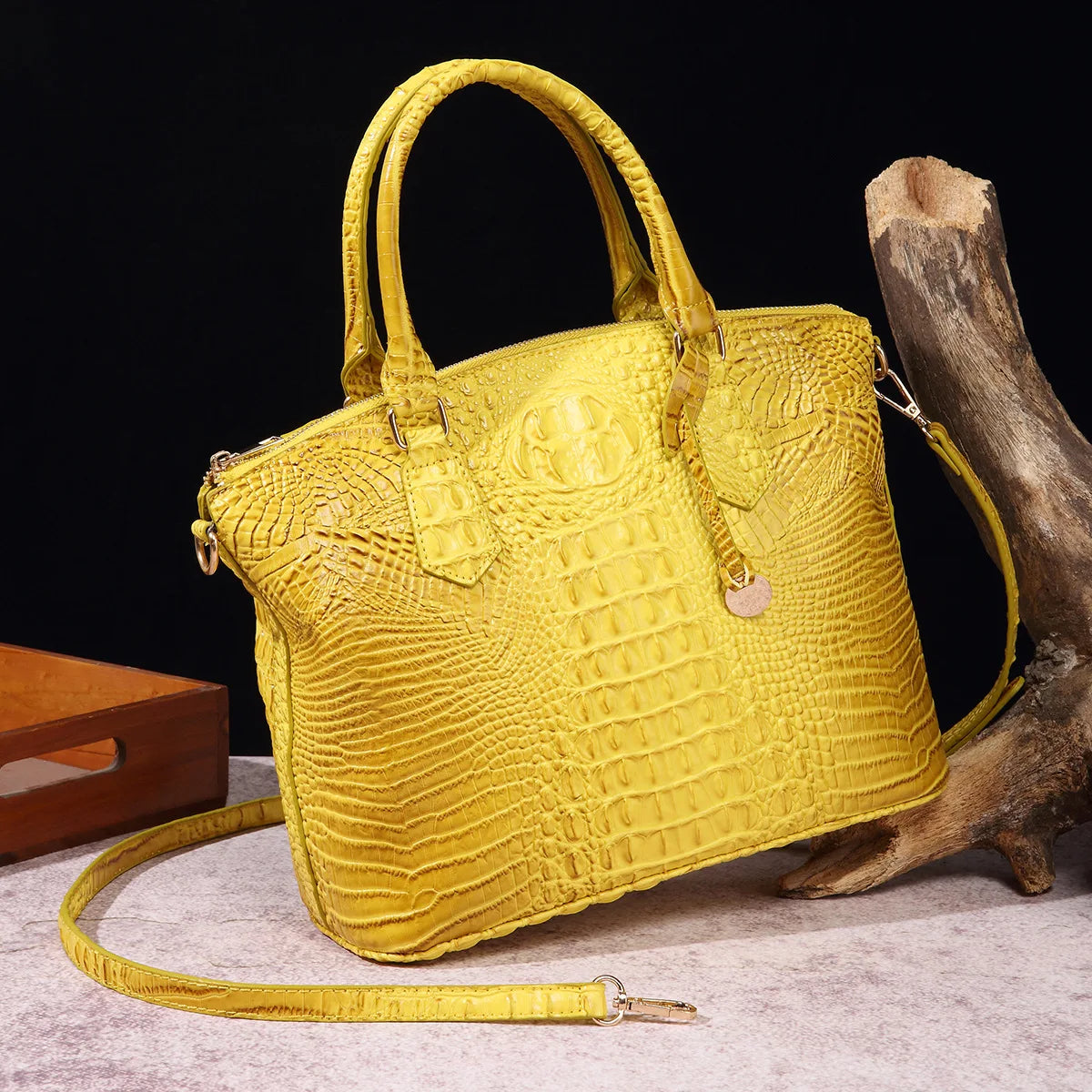 Luxuriöse Handtasche mit Krokodilprägung, modische Umhängetasche