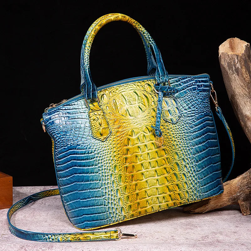 Luxuriöse Handtasche mit Krokodilprägung, modische Umhängetasche