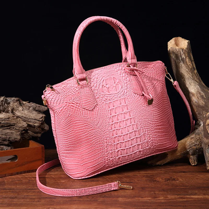 Luxuriöse Handtasche mit Krokodilprägung, modische Umhängetasche