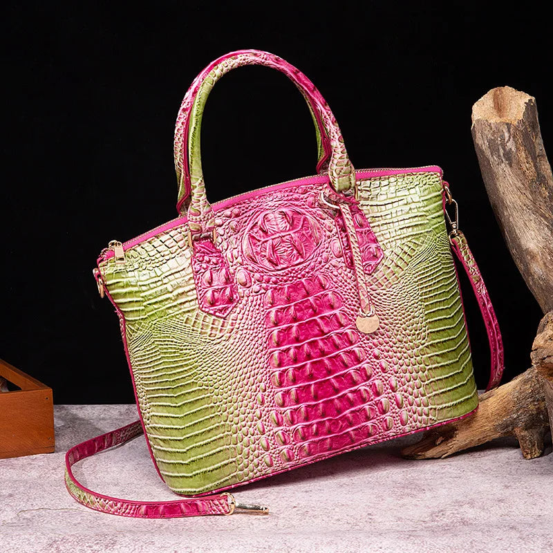 Luxuriöse Handtasche mit Krokodilprägung, modische Umhängetasche