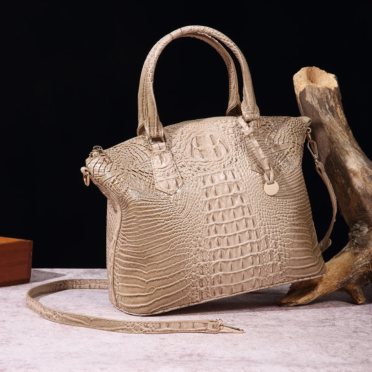 Luxuriöse Handtasche mit Krokodilprägung, modische Umhängetasche
