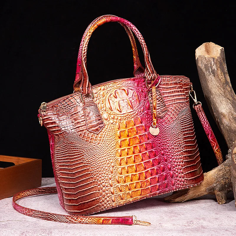 Luxuriöse Handtasche mit Krokodilprägung, modische Umhängetasche
