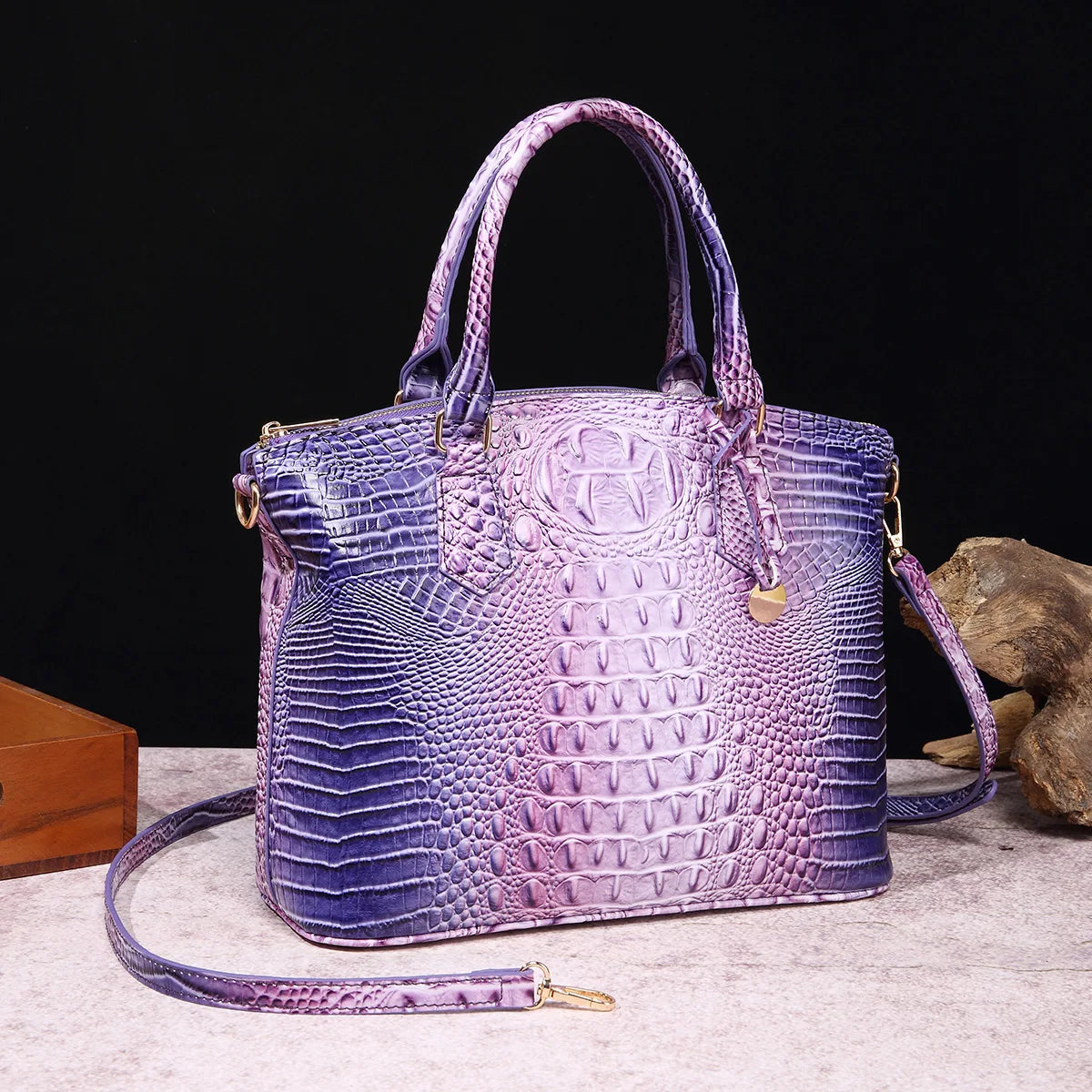 Luxuriöse Handtasche mit Krokodilprägung, modische Umhängetasche